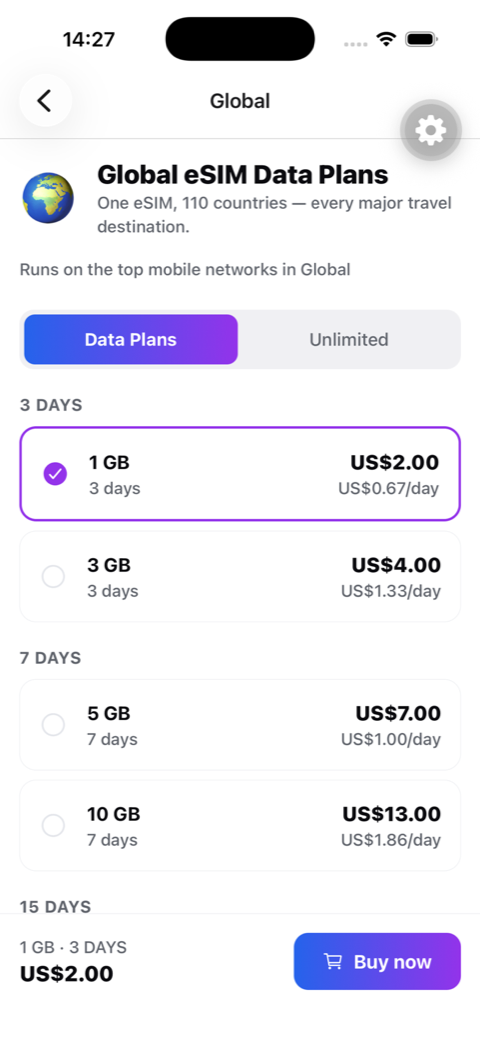 eSIM Genius app — Global eSIM data plans and prices